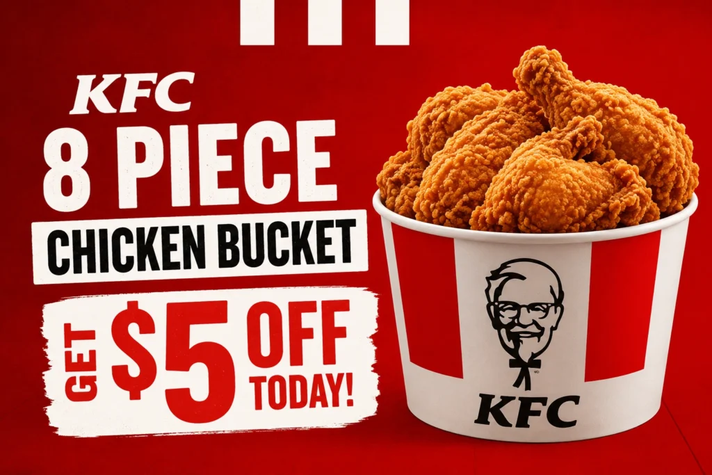 KFC 8 Piece Chicken Bucket: Get $5 Off Today!