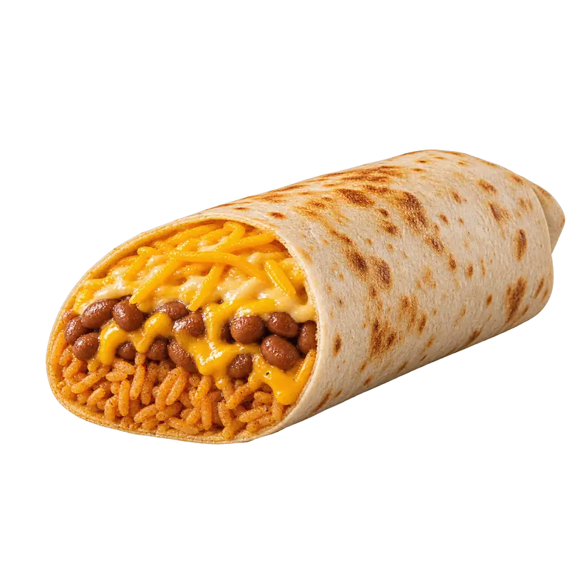 Cheesy Bean and Rice Burrito