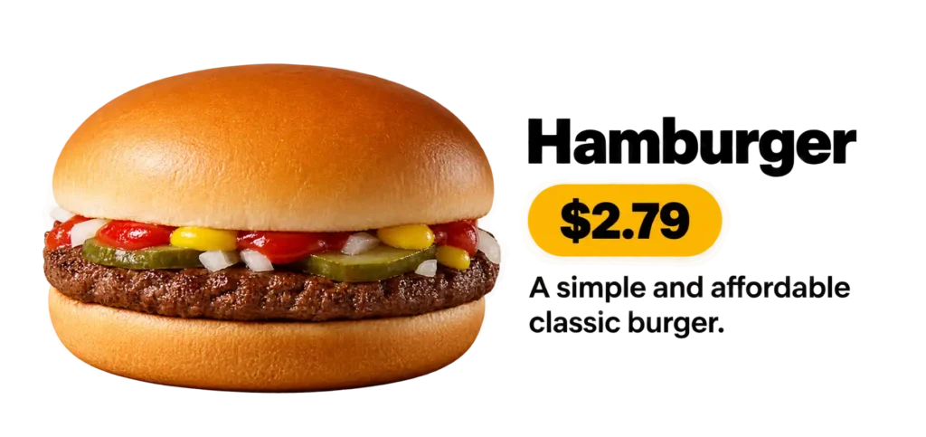 Mcdonalds hamburger beef patty pickles